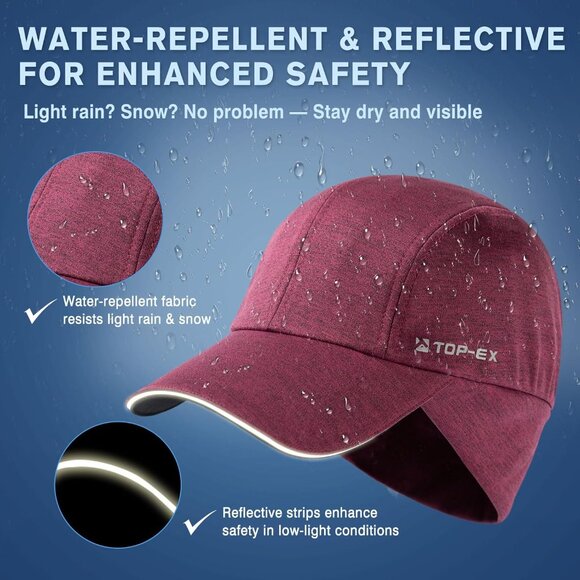 Water-Resistant Unisex Winter Baseball Cap Fleece Lining Adjustable Fit - Picture 5 of 6